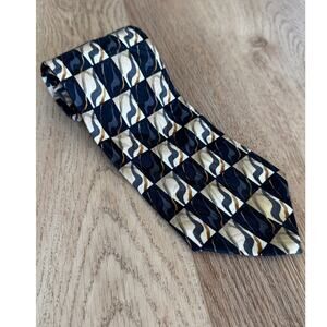 Jerry Garcia 1990s Silk Necktie Abstract Checkerboard Pattern
